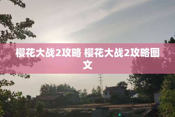 樱花大战2攻略 樱花大战2攻略图文