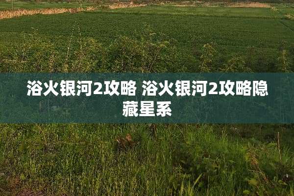 浴火银河2攻略 浴火银河2攻略隐藏星系