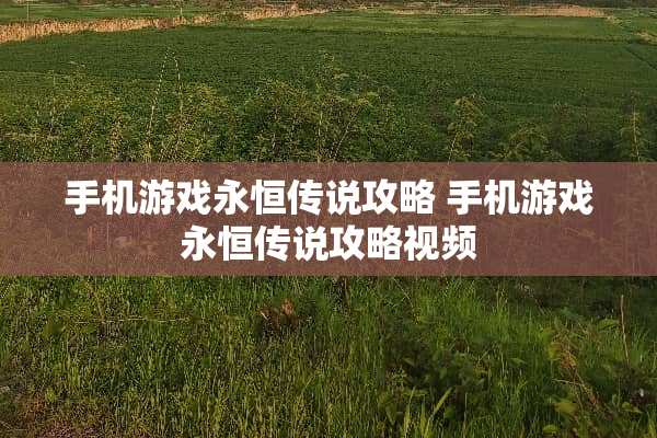 手机游戏永恒传说攻略 手机游戏永恒传说攻略视频