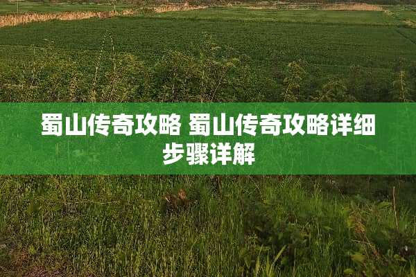 蜀山传奇攻略 蜀山传奇攻略详细步骤详解