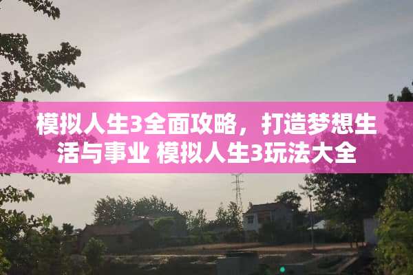 模拟人生3全面攻略，打造梦想生活与事业 模拟人生3玩法大全