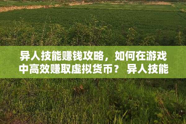 异人技能赚钱攻略，如何在游戏中高效赚取虚拟货币？ 异人技能赚钱攻略游戏