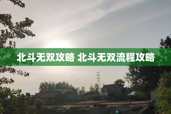 北斗无双攻略 北斗无双流程攻略
