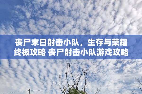 丧尸末日射击小队，生存与荣耀终极攻略 丧尸射击小队游戏攻略