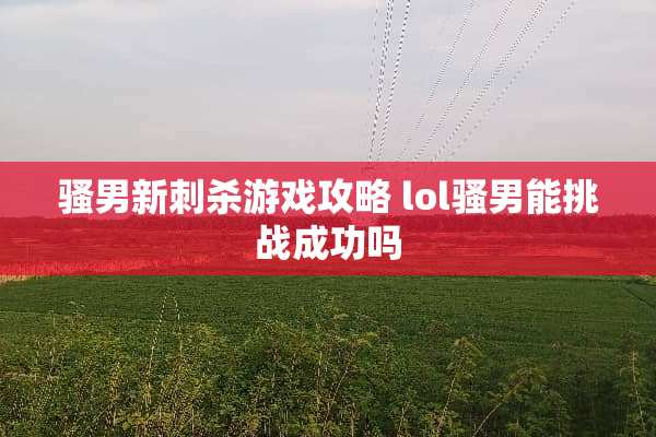 *男新刺杀游戏攻略 lol*男能挑战成功吗
