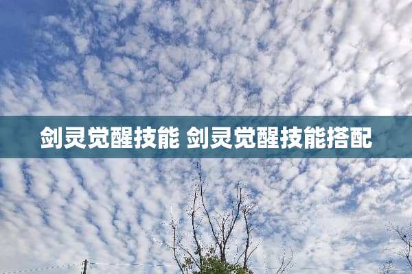 剑灵觉醒技能 剑灵觉醒技能搭配