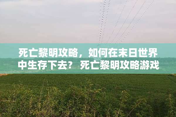 死亡黎明攻略，如何在末日世界中生存下去？ 死亡黎明攻略游戏