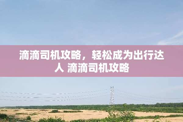 滴滴司机攻略，轻松成为出行达人 滴滴司机攻略