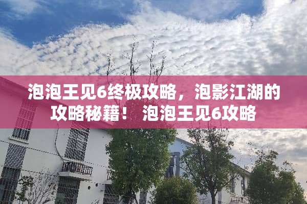 泡泡王见6终极攻略，泡影江湖的攻略秘籍！ 泡泡王见6攻略