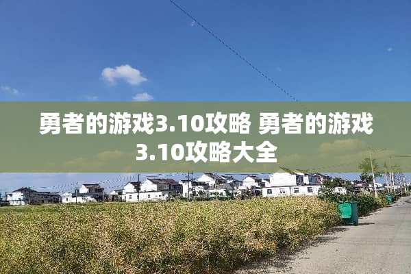 勇者的游戏3.10攻略 勇者的游戏3.10攻略大全