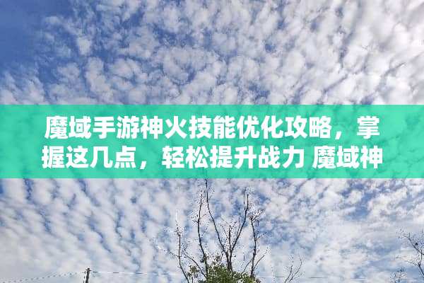 魔域手游神火技能优化攻略，掌握这几点，轻松提升战力 魔域神火技能