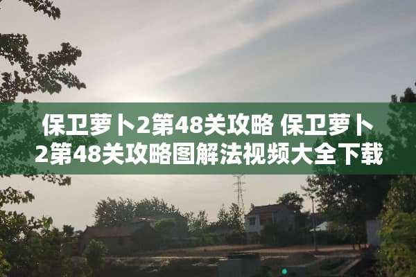 保卫萝卜2第48关攻略 保卫萝卜2第48关攻略图解法视频大全下载