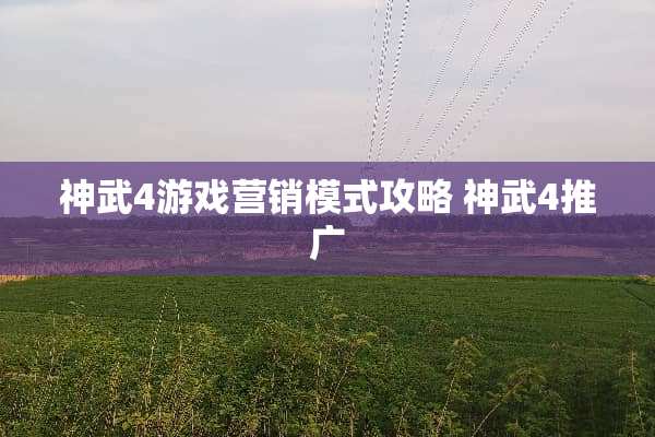 神武4游戏营销模式攻略 神武4推广