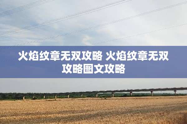 火焰纹章无双攻略 火焰纹章无双攻略图文攻略