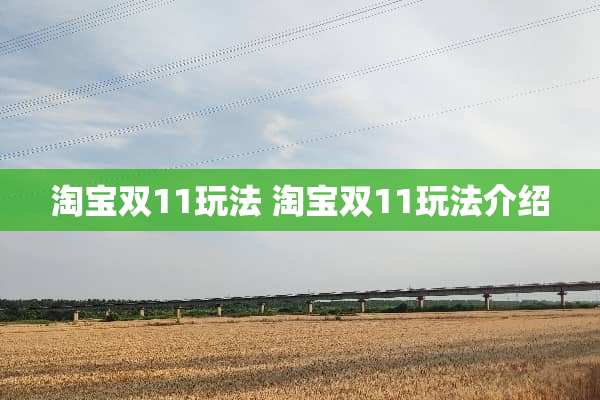 淘宝双11玩法 淘宝双11玩法介绍