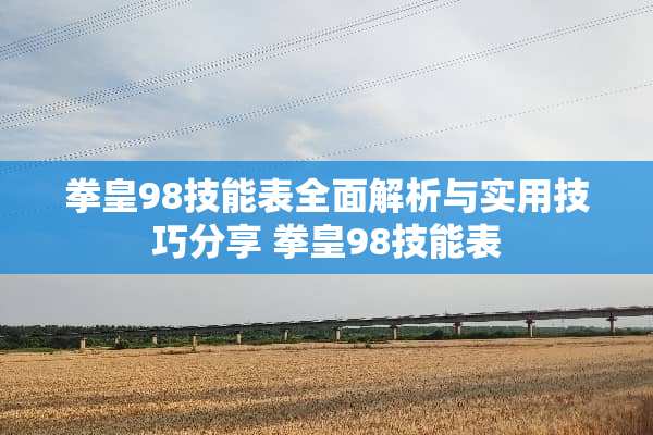 拳皇98技能表全面解析与实用技巧分享 拳皇98技能表