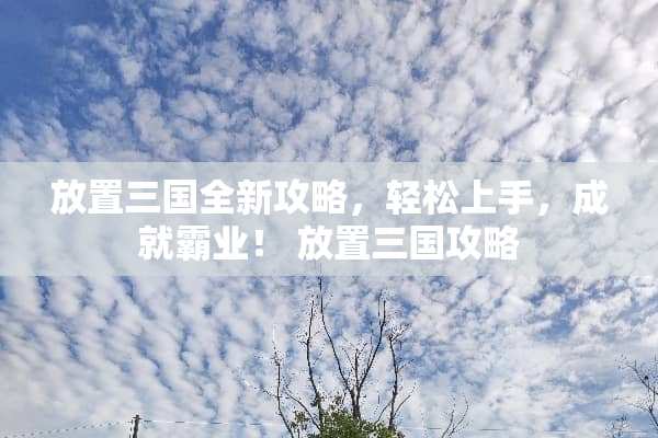 放置三国全新攻略，轻松上手，成就霸业！ 放置三国攻略