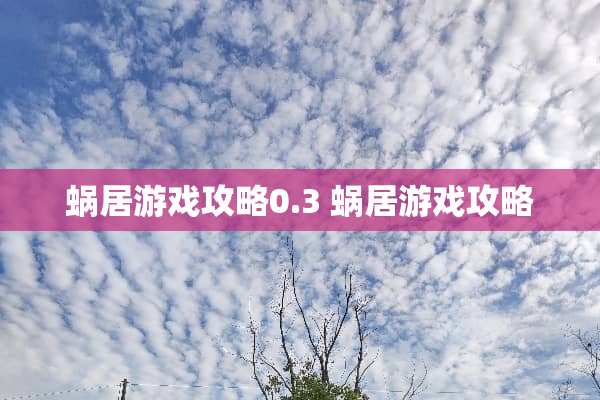 蜗居游戏攻略0.3 蜗居游戏攻略