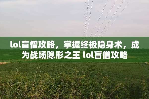 lol盲僧攻略，掌握终极隐身术，成为战场**之王 lol盲僧攻略