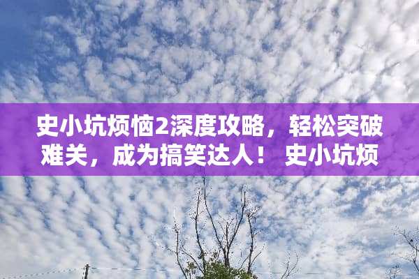 史小坑烦恼2深度攻略，轻松突破难关，成为搞笑达人！ 史小坑烦恼2攻略