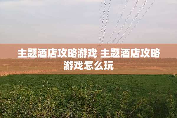 主题酒店攻略游戏 主题酒店攻略游戏怎么玩