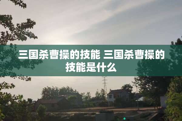 三国杀曹操的技能 三国杀曹操的技能是什么