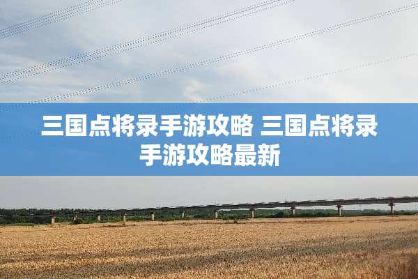 三国点将录手游攻略 三国点将录手游攻略最新