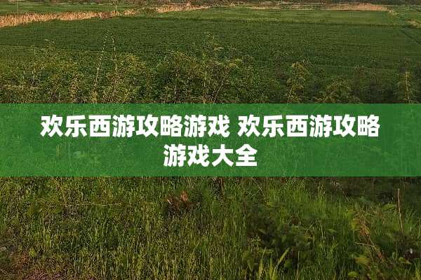 欢乐西游攻略游戏 欢乐西游攻略游戏大全