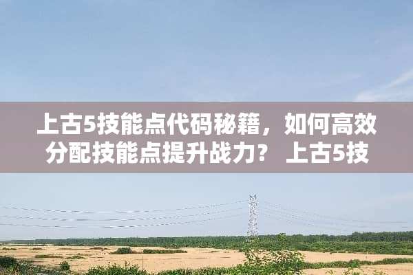 上古5技能点代码秘籍，如何高效分配技能点提升战力？ 上古5技能点代码