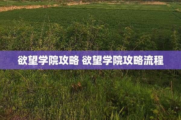 **学院攻略 **学院攻略流程