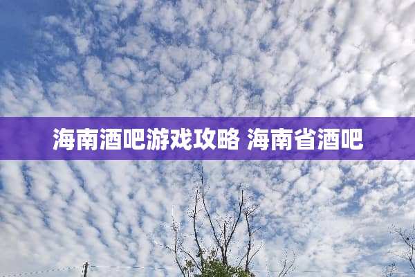 海南酒吧游戏攻略 海南省酒吧