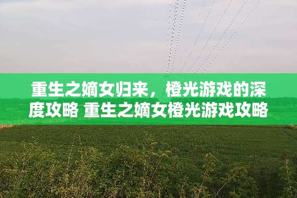 重生之嫡女归来，橙光游戏的深度攻略 重生之嫡女橙光游戏攻略