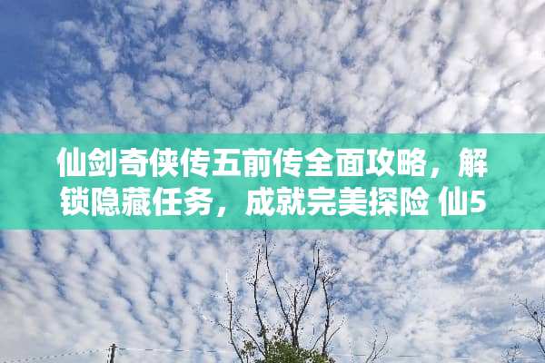 仙剑奇侠传五前传全面攻略，解锁隐藏任务，成就完美探险 仙5前传攻略