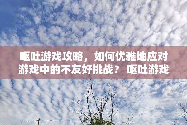 呕吐游戏攻略，如何优雅地应对游戏中的不友好挑战？ 呕吐游戏攻略