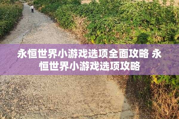 永恒世界小游戏选项全面攻略 永恒世界小游戏选项攻略