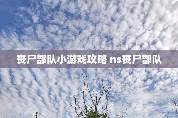 丧尸**小游戏攻略 ns丧尸**