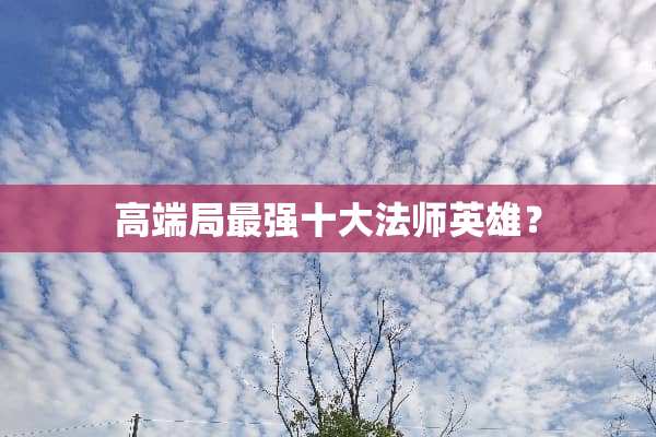 高端局最强十**师英雄？