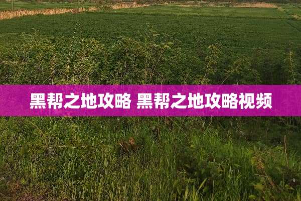 黑帮之地攻略 黑帮之地攻略视频