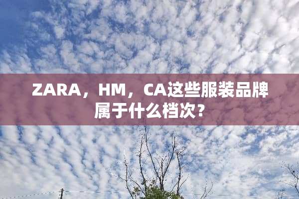 ZARA，HM，CA这些服装品牌属于什么档次？