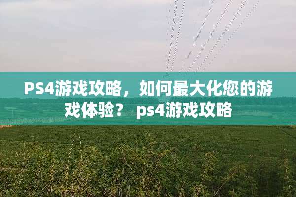 PS4游戏攻略，如何最大化您的游戏体验？ ps4游戏攻略