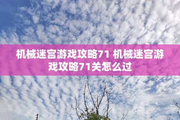 机械迷宫游戏攻略71 机械迷宫游戏攻略71关怎么过