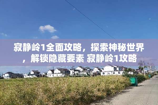寂静岭1全面攻略，探索神秘世界，解锁隐藏要素 寂静岭1攻略