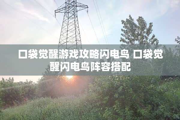 口袋觉醒游戏攻略闪电鸟 口袋觉醒闪电鸟阵容搭配