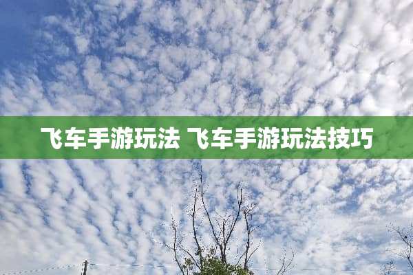 飞车手游玩法 飞车手游玩法技巧