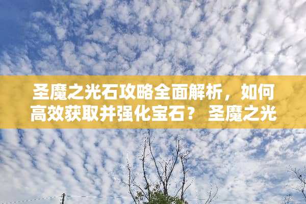 圣魔之光石攻略全面解析，如何高效获取并强化宝石？ 圣魔之光石攻略