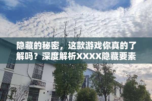 隐藏的秘密，这款游戏你真的了解吗？深度解析XXXX隐藏要素与攻略 隐藏我的游戏攻略26