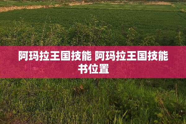阿玛拉王国技能 阿玛拉王国技能书位置