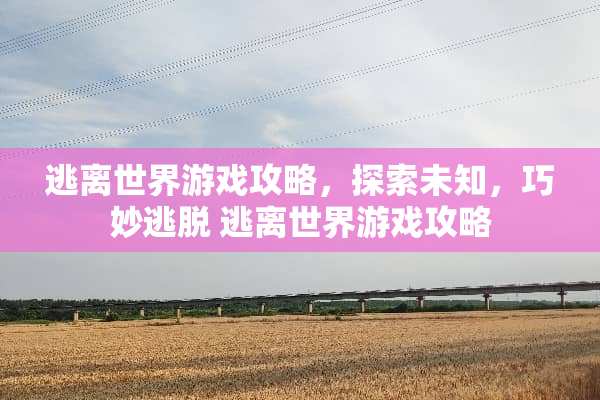 逃离世界游戏攻略，探索未知，巧妙逃脱 逃离世界游戏攻略
