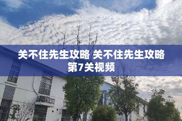 关不住先生攻略 关不住先生攻略第7关视频