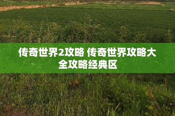 传奇世界2攻略 传奇世界攻略大全攻略经典区